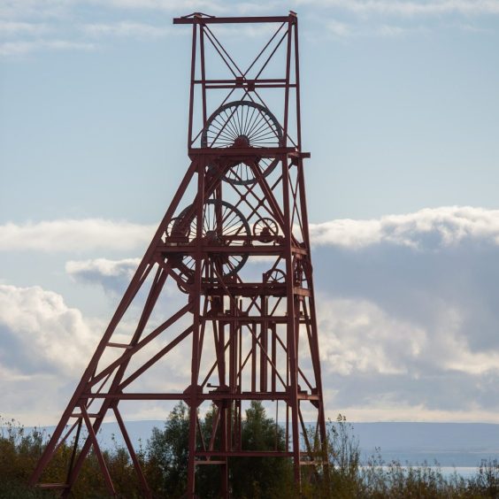The winching gear is all that remains of the Frances Colliery at Dysart in Fife. 