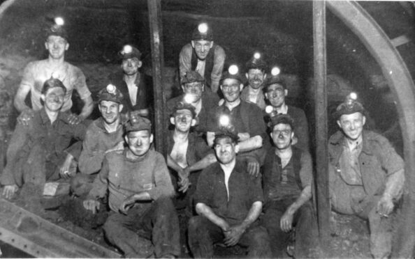 A group of miners at Frances Colliery in Fife.