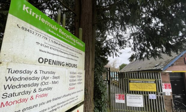 The gates to Kirriemuir recycling centre will permanently close on May 14. Image: Graham Brown/DC Thomson