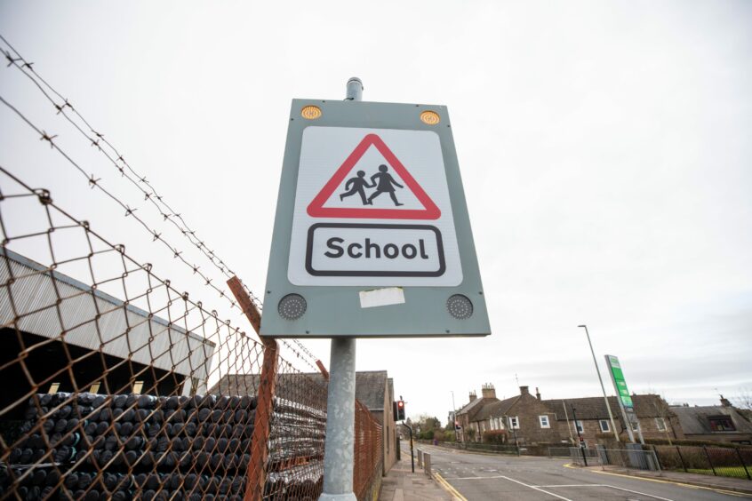 Strathmore primary Forfar school safety sign