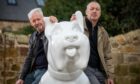 David and Robert Mach with an original Scottie sculpture at Fraser Gallery in St Andrews. Image: Kim Cessford/DC Thomson
