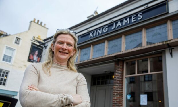 Helen Ratcliffe outside the King James pub in Perth. Image: Kenny Smith/DC Thomson