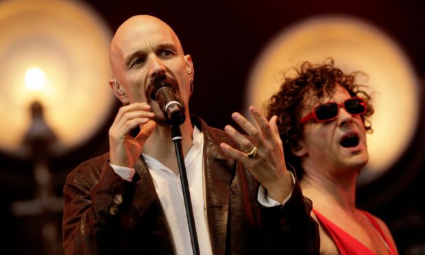 Tim Booth and Andy Diagram of James. Image: PA