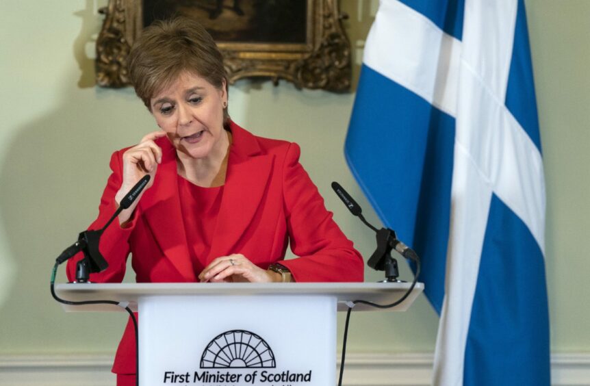 Nicola Sturgeon giving her resignation speech in Bute House.