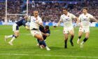 France's Gael Fickou goes through for the clinching try in Paris.