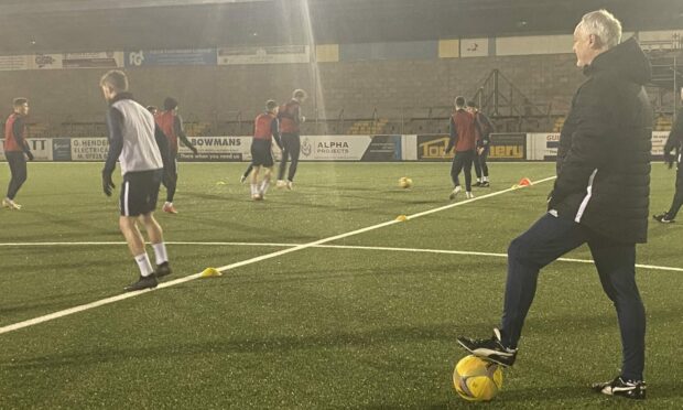 Ray McKinnon leads Forfar's training at Station Park. Image: Ewan Smith/ DCT Media