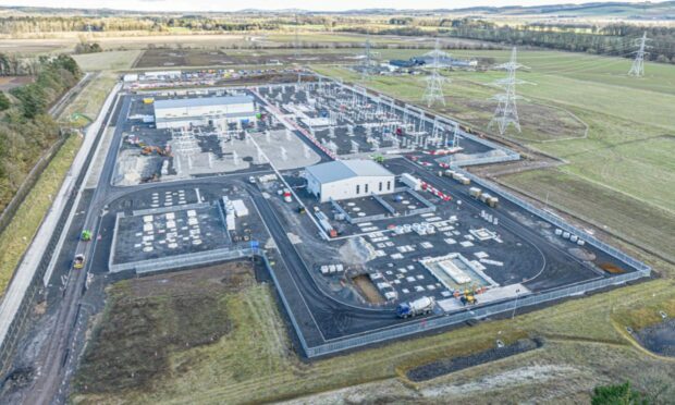 An aerial view of Alyth Substation.