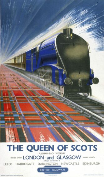 A Queen of Scots train poster by Reginald Mayes from 1948-1959.