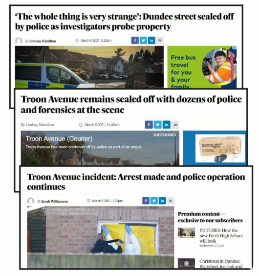 Ragouts of the coverage from the Troon Avenue incident on The Courier website. 