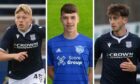 Dundee youngsters (from left) Luke Graham, Jack Wilkie and Luke Strachan are out on loan. Images: SNS.