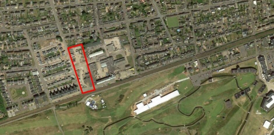 The housing site, highlighted in red, is close to Carnoustie links