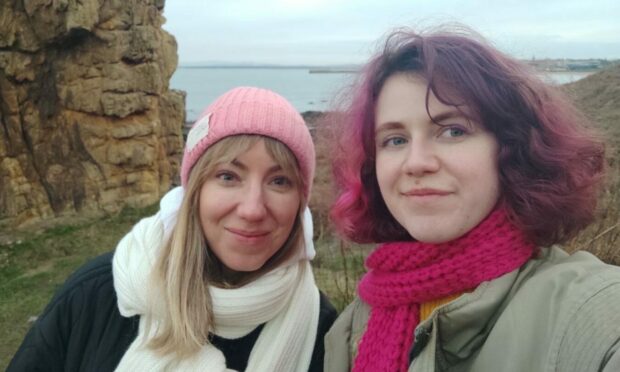 Ukrainian PhD student Viktoriia Grivina (left) and creative author Hanna Naumkina (right) in St Andrews. Image: Viktoriia Grivina