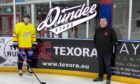 Former Dundee FC chief Harry MacLean is taking on a unique charity challenge with Dundee Stars. Here he is pictured with Stars forward Toms Rutkis.