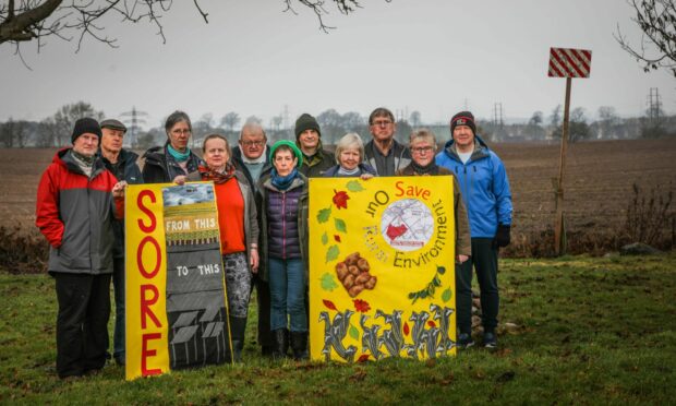 Members of the Save our Rural Environment group at the field next to Coupar Angus.