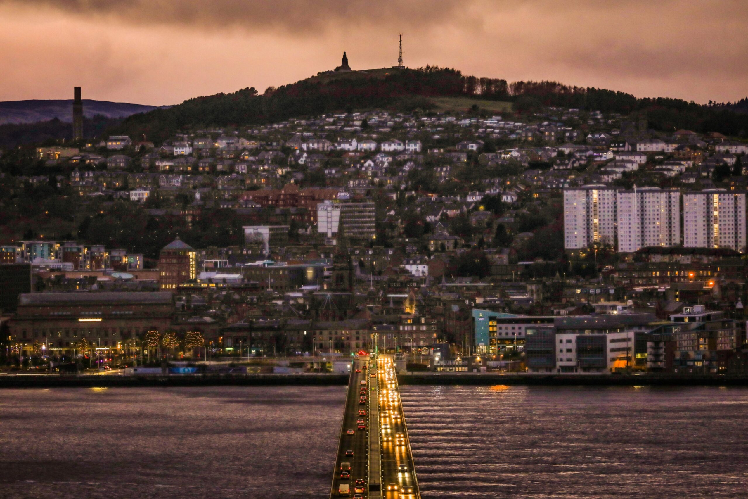 A view of Dundee from Fife overlooking the Tay Road Bridge 