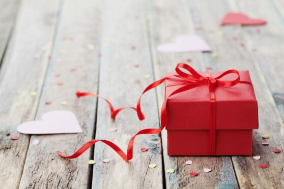 A Valentine's Day present all wrapped up with a red bow. Article about searching for a Valentine's Day present in Tayside and Fife.