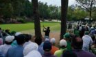 Mandatory Credit: Photo by Charlie Riedel/AP/Shutterstock (11852470dk)
Bryson DeChambeau hits from the trees on the 13th hole during the third round of the Masters golf tournament, in Augusta, Ga
Masters Golf, Augusta, United States - 10 Apr 2021