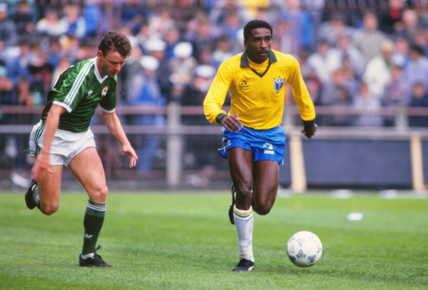 Josimar in action against the Republic of Ireland in 1987 during Brazil's European tour. Image: Shutterstock.