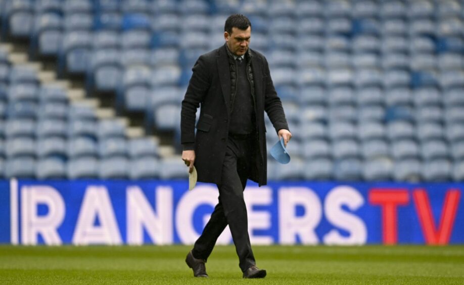 Raith Rovers manager Ian Murray strides across the Ibrox pitch during last season's Scottish Cup quarter-final against Rangers. Image: Rob Casey / SNS Group.