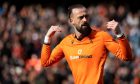 Steven Fletcher celebrates his early goal for Dundee United against St Mirren