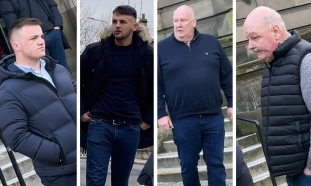 The group (L-R) Owen Bonner, Connor Davies, William Matthew, John Matthew were all cleared of assaulting the brothers.