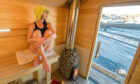 Gayle sweats it out in the  wood-fired sauna at Stonehaven Harbour. Picture by Kath Flannery.