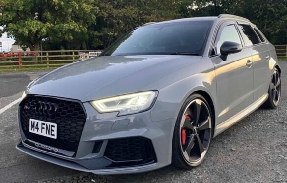 A grey Audi RS3 is among three vehicles stolen in two break ins. Image: Police Scotland.