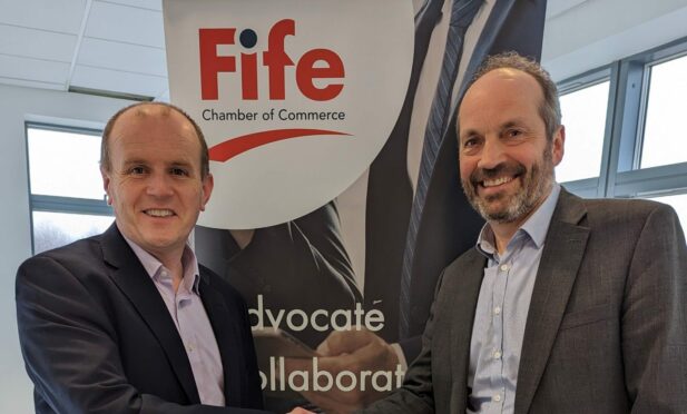 Fife Chamber of Commerce president Colin Brown and new chief executive Stephen Percy-Robb. Image: Fife Chamber of Commerce.