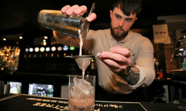 Bart Upton at Rogue makes a cherry whisky sour. Image: Gareth Jennings/DC Thomson
