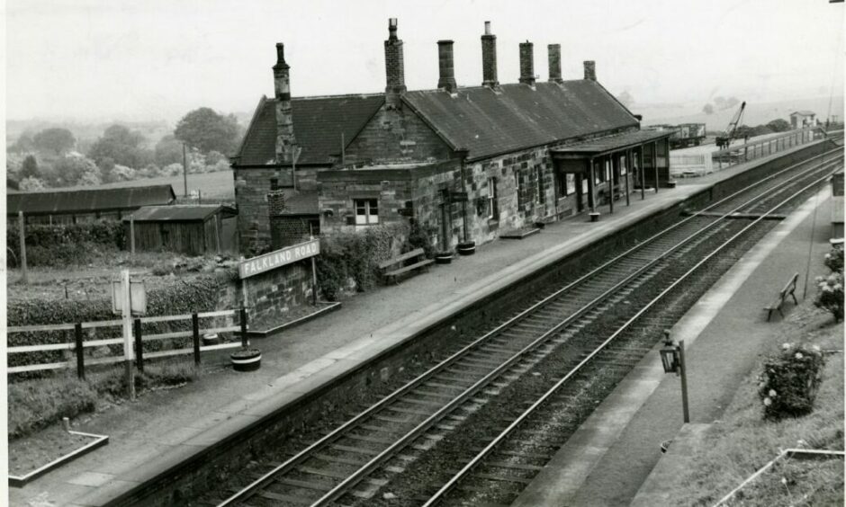 Falkland Road Railway Station in June 1958, just three months before its closure. Image: DC Thomson.