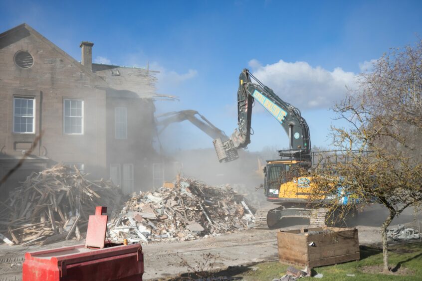 Demolition crews on site at Brechin Infirmary