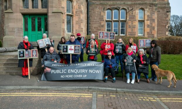 Eljamel protesters outside the former Dundee Royal Infirmary.