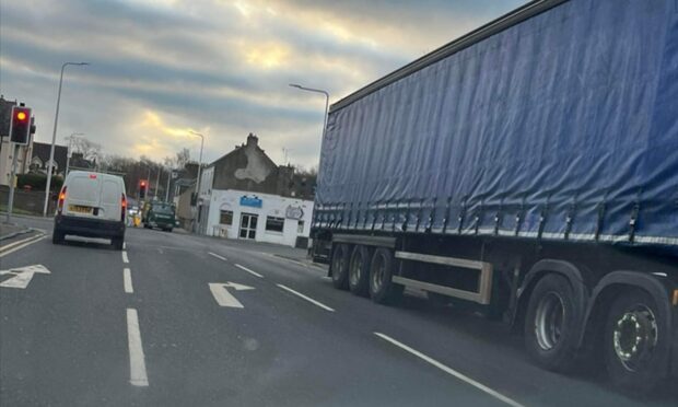 Kirk's lorry at the accident site. Image: Fife Jammer Locations Facebook.