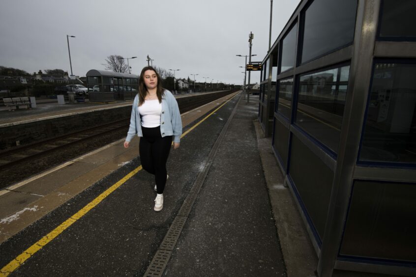 Youth MSYP Hollie McIntosh at Carnoustie train station.