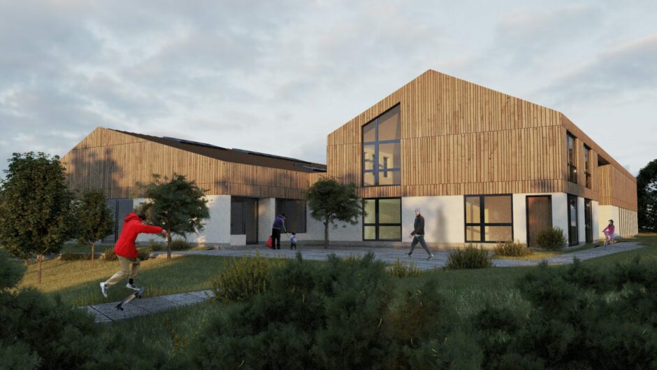 An artists impression of the new school. 