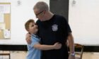 Harris is from Kirriemuir and has just turned 10. He's pictured here with David Dunlop at Dundee Rep, in rehearsal for Old Boy.