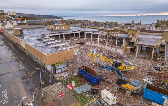 Aerial photographs show the progress of demolition work at the Postings Kirkcaldy. Image: Andy Lafferty