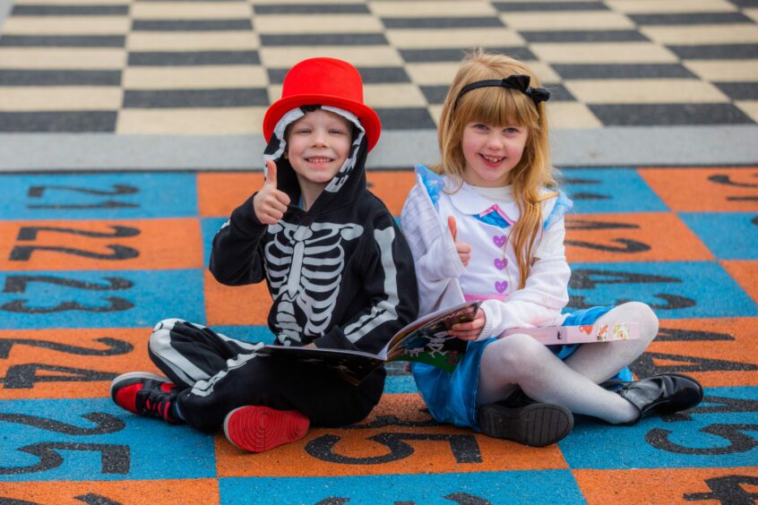 Community School of Auchterarder pupils Alexander Skelton (left) and Annabelle McLelland (right) in costume for World Book Day. 