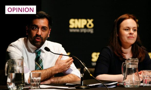 Humza Yousaf and Kate Forbes at an SP leadership hustings.