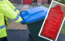 Several blue bins on one street in Kinross were tagged for contaminated waste. Image: PKC/Christine Sturdy