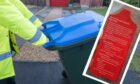 Several blue bins on one street in Kinross were tagged for contaminated waste. Image: PKC/Christine Sturdy