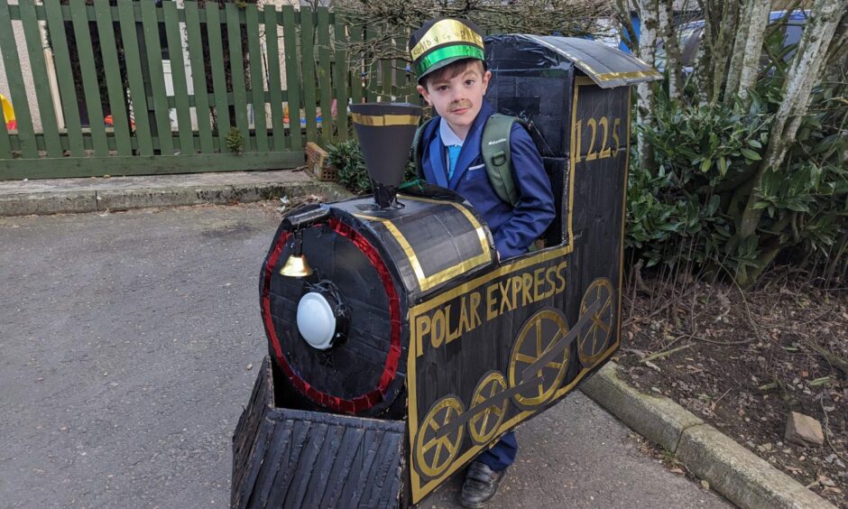 Rannoch Nichols, 6, in The Polar Express for World Book Day. 