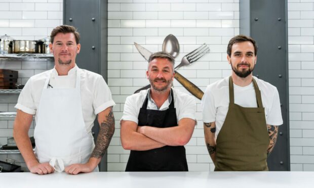 From left: Adam Handling, Kevin Dalgleish, and Mark McCabe. Image: Optomen/Great British Menu