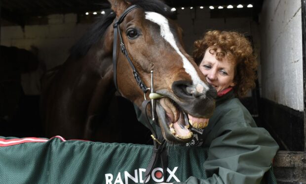 Grand National winner One For Arthur with Kinross trainer Lucinda Russell. Image:  Ian Rutherford/PA Wire.