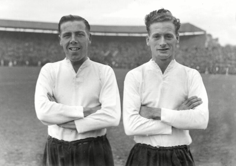 Willie McIntosh with Tom Finney before a 1-1 draw between Preston North End and Manchester United. Image: Shutterstock.