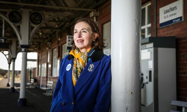 Councillor Jane Ann Liston at Leuchars railway station. Image: Mhairi Edwards/DC Thomson