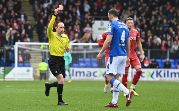 Andy Considine was sent off against Aberdeen.