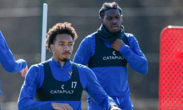 Theo Bair in training before St Johnstone's game against Ross County. Image: SNS.