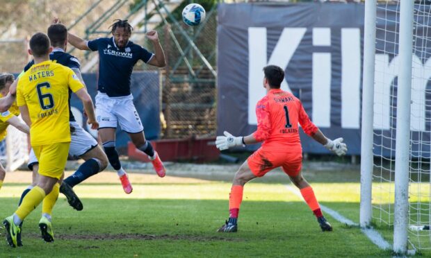 Kwame Thomas netted twice for Dundee against Greenock Morton. Image: SNS