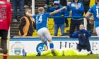 Morton's Robbie Crawford celebrates scoring to make it 2-1 against Queen's Park. Image: SNS.